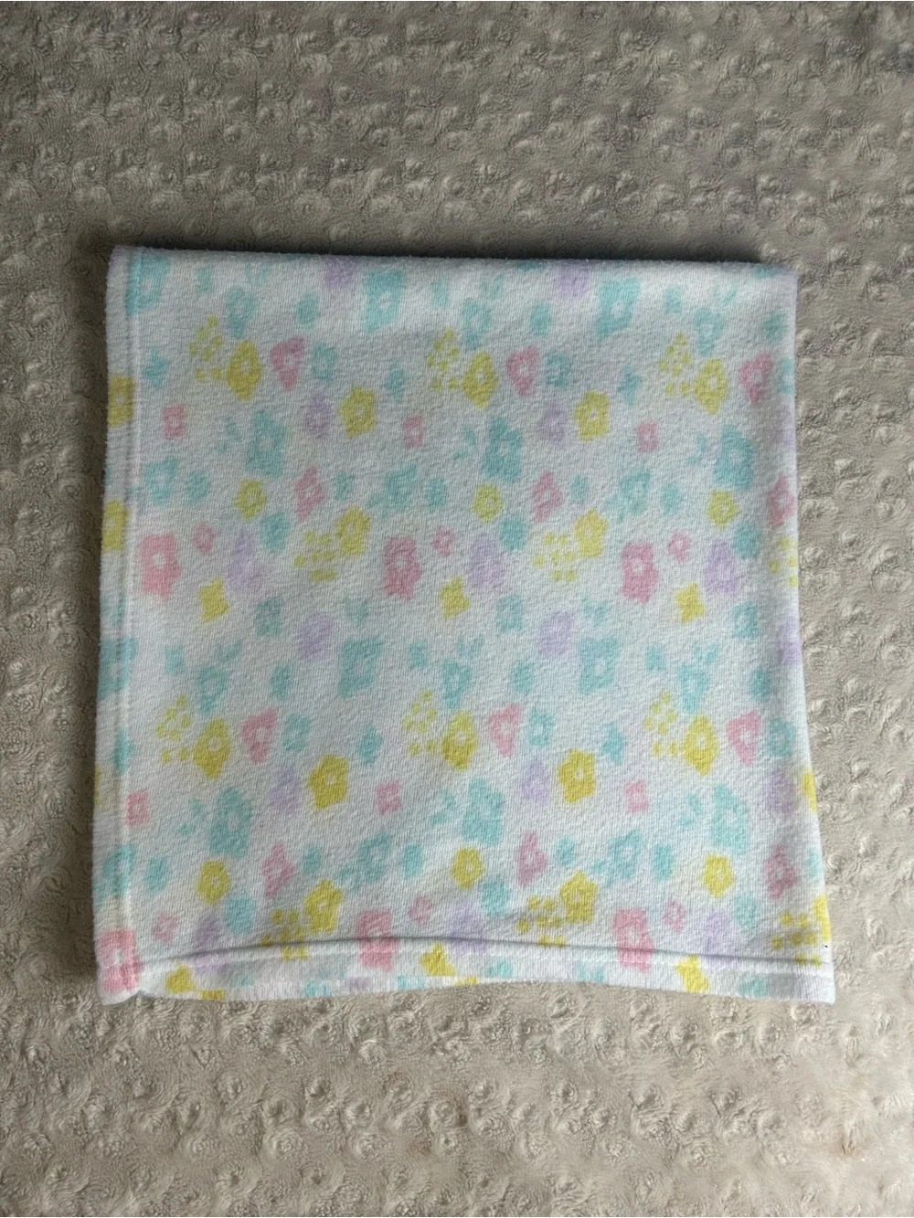 Le Bebe Favorite Floral Baby Blanket White Aqua Blue Pink Purple Yellow Pastel